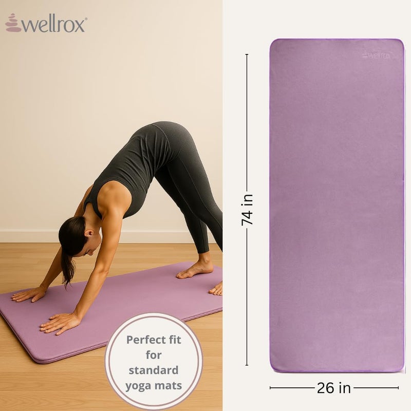 Wellrox Microfiber Yoga Mat Towel with Grip – Ultra Absorbent, Super Soft, and Quick Dry Hot Yoga Towel Non Slip for Pilates, Bikram, and Fitness Workouts (74” x 26”, Lavender) - Image 4